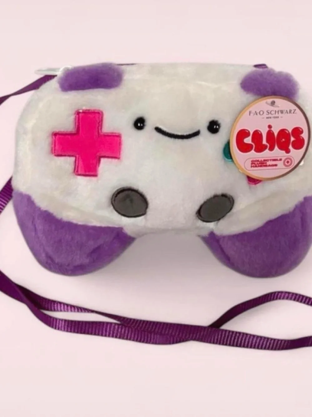 Plush Unicorn & Game Controller Kids Crossbody Bags - White, Purple, Pink